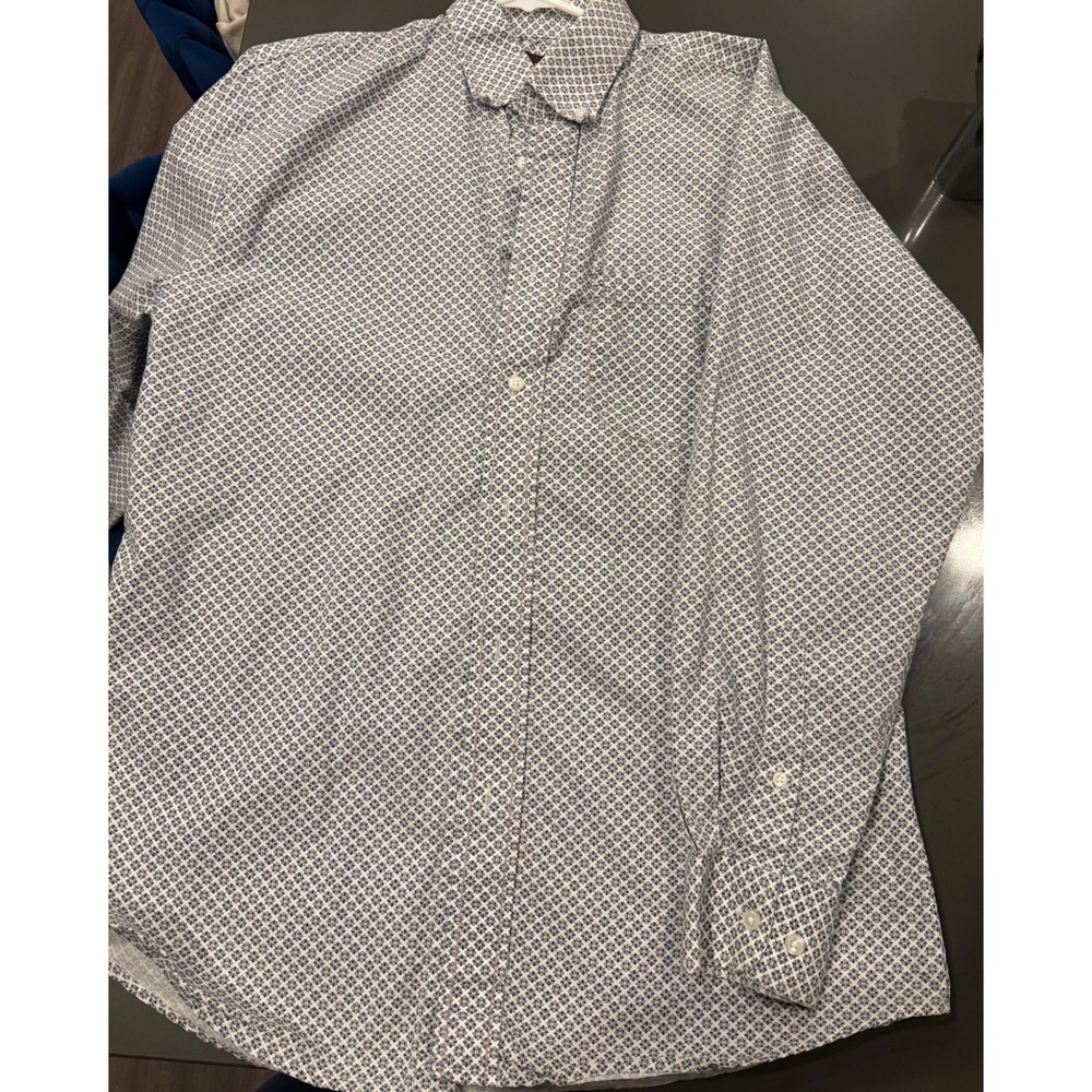 Pintlar Button Down Shirt Mens Medium Blue White Geometric Floral Cotton